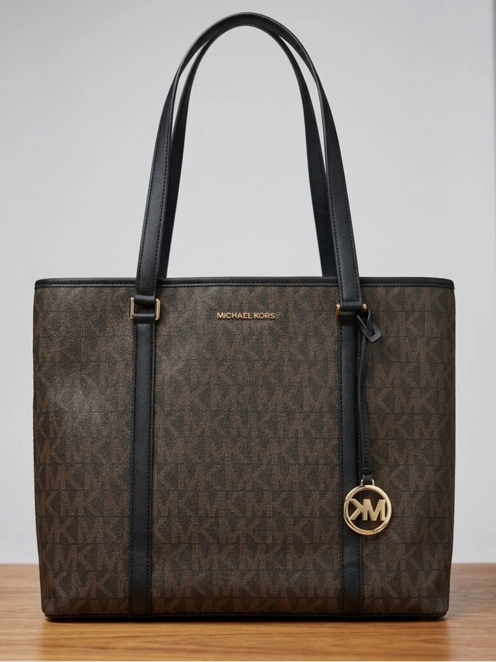 Michael Kors Sady‎ Top Zip  Leather Brown Logo Tote Bag